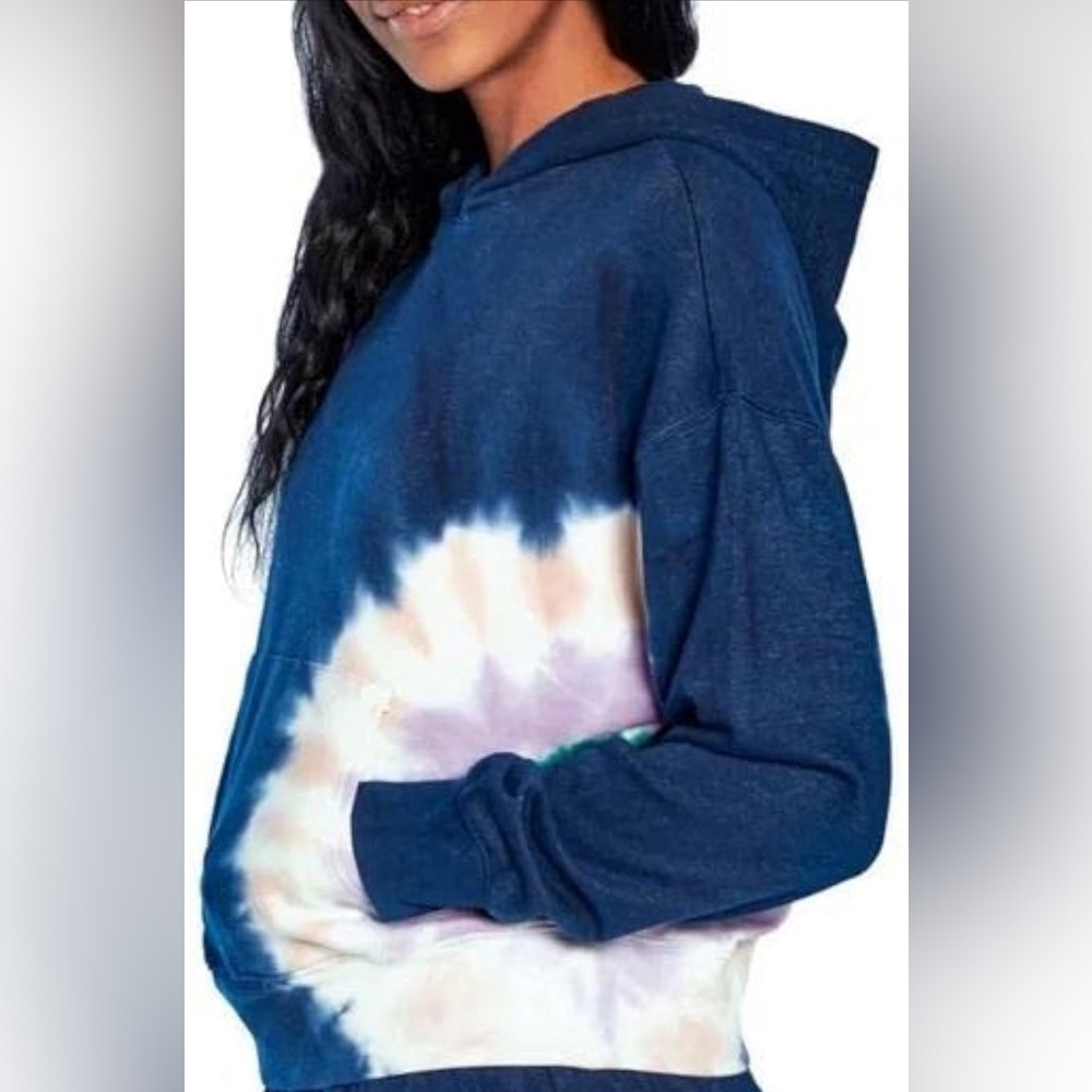 NWT Wildfox Navy Blue Hoodie with Tie-Dye - Size XS
